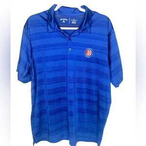 Chicago Cubs Polo Shirt Antigua Men Blue Short Sleeve Embroidered Logo Size L